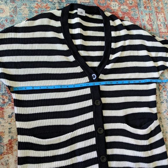 CAbi #5289 Black/White Striped The Whistle Cardigan Sweater Women's XS Oversize - Picture 8 of 10